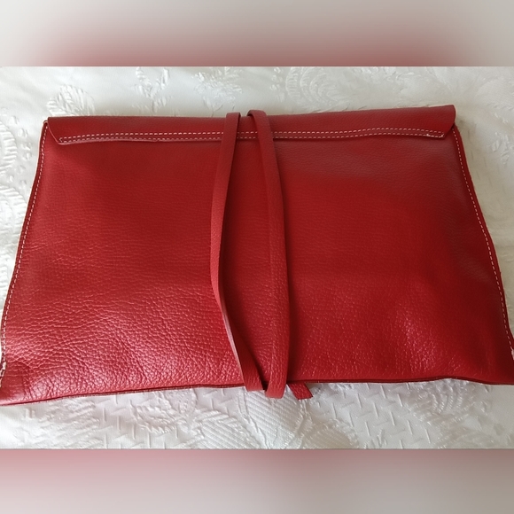 NWOT Zara Basics Red Leather Clutch - Picture 2 of 16